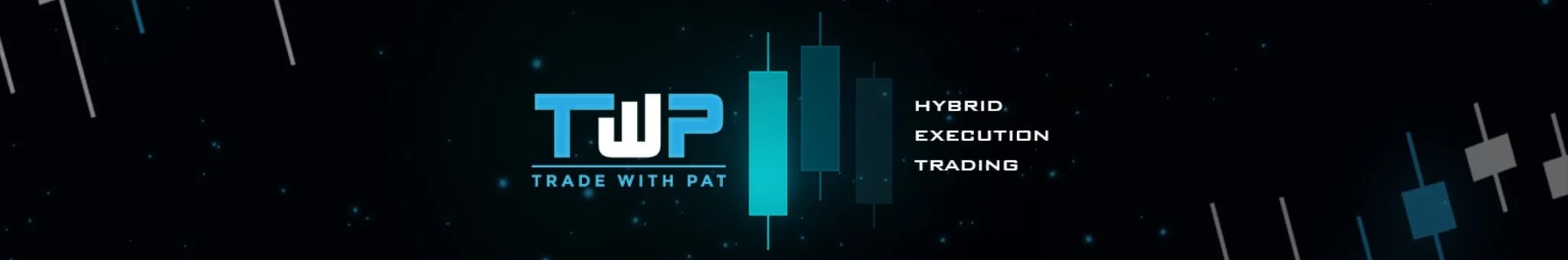 The channel’s banner: the TWP, Trade with Pat, logo beside a candlestick chart