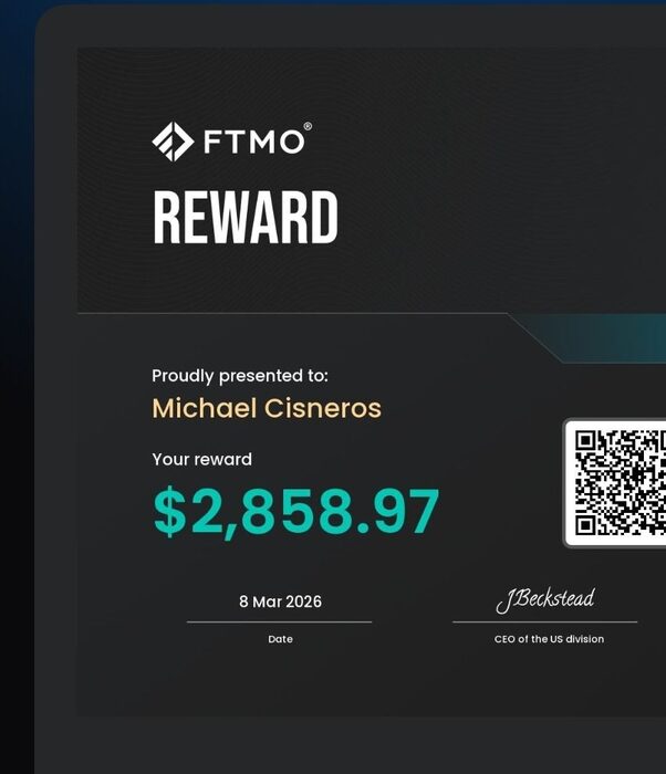 FTMO payout of $2,858.97