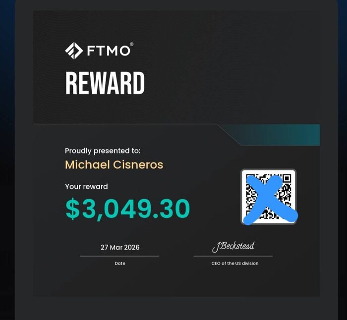 FTMO payout of $3,049.30