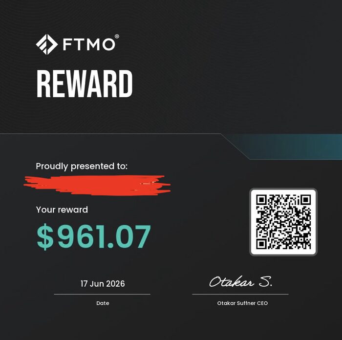FTMO payout of $961.07